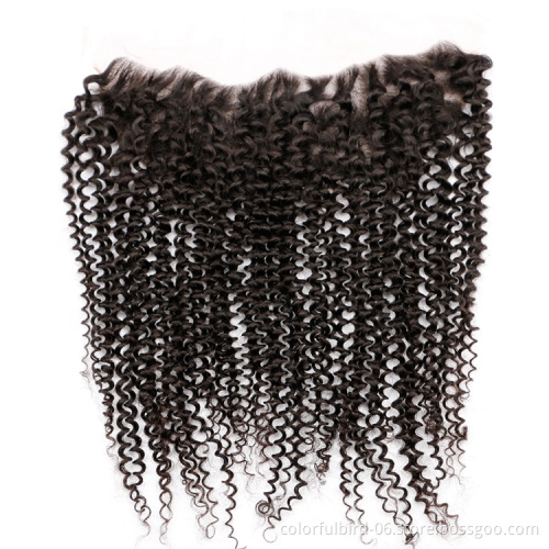 Brazilian hair Swiss Lace Frontal Closure HD Transparent Lace Frontal 13x4 Human Hair Pre Plucked Jerry Curly india hair